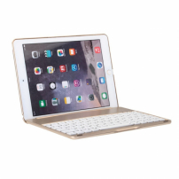 Carcasă WITSPAD din aluminiu, cu tastatură Bluetooth luminată, pentru iPad 9,7" (2017/2018) / Pro 9,7" / Air 1 / 2 - aurie