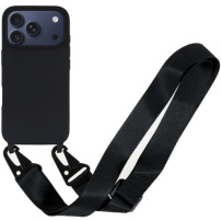 Husă mată cu curea reglabilă pentru iPhone 17 Pro Max - negru