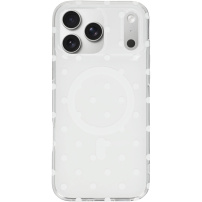 Husă lucioasă cu buline și MagSafe pentru iPhone 17 Pro / 18 Pro - alb