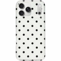 Husă lucioasă cu puncte și MagSafe pentru iPhone 17 Pro - alb-negru