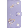 Husă tip carte cu perle și pietricele pentru iPhone 16 Pro Max - violet deschis