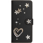 Husă tip carte cu perle și pietricele pentru iPhone 16 Pro Max - negru
