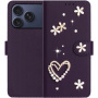 Husă tip carte cu perle și pietre pentru iPhone 17 Pro Max - mov