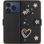 Husă tip carte cu perle și pietricele pentru iPhone 17 Pro Max - negru