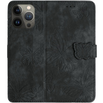 Husă tip carte cu model cu fluturi pentru iPhone 13 Pro Max - gri închis