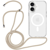 Husă transparentă cu șnur și MagSafe pentru iPhone 16 Plus - bej
