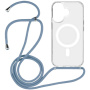 Husă transparentă cu șnur și MagSafe pentru iPhone 16 Plus - albastru