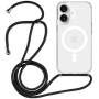 Husă transparentă cu șnur și MagSafe pentru iPhone 17 - negru