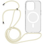 Husă transparentă cu șnur și MagSafe pentru iPhone 16 Pro - crem