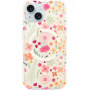 Husă transparentă cu sclipici, model floral și MagSafe pentru iPhone 14 Plus / 15 Plus - roz