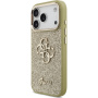 Guess Fixed Glitter 4G Metal Frame husă strălucitoare pentru iPhone 17 Pro - auriu