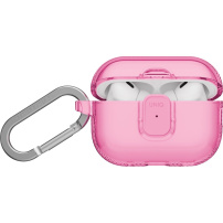 UNIQ Glase Pro Lock husă transparentă cu sistem de închidere și carabină pentru AirPods Pro 3 - roz
