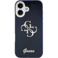 Husă Guess IML 4G Script Metal Logo pentru iPhone 17 - albastru închis