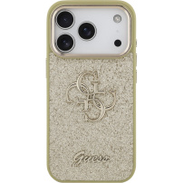 Guess Fixed Glitter 4G Metal Frame husă strălucitoare pentru iPhone 17 Pro - auriu
