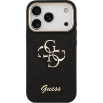 Guess Fixed Glitter 4G Metal Frame husă strălucitoare pentru iPhone 17 Pro Max - negru