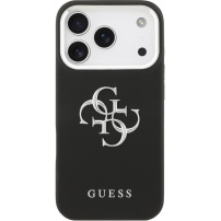 Husă Guess Grained 4G Metal Logo pentru iPhone 17 Pro - negru