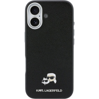 Karl Lagerfeld Karl and Choupette Heads Pins husă din piele PU cu MagSafe pentru iPhone 17 - negru