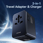 USAMS CC334 GaN reducție universală de călătorie cu porturi 3x USB-C / USB-A și ștechere retractabile - 100 - negru