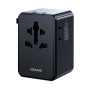 USAMS CC334 GaN reducție universală de călătorie cu porturi 3x USB-C / USB-A și ștechere retractabile - 100 - negru