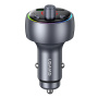 USAMS CC328 Bluetooth FM transmitter auto cu porturi USB-C / USB-A - 30W - gri închis