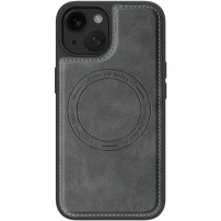 Husă de protecție din piele PU cu MagSafe pentru iPhone 14 Plus - gri
