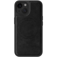 Husă de protecție din piele PU cu MagSafe pentru iPhone 15 - negru