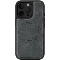 Husă de protecție din piele PU cu MagSafe pentru iPhone 15 Pro - gri