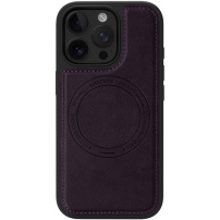 Husă de protecție din piele PU cu MagSafe pentru iPhone 15 Pro Max - violet închis