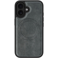 Husă de protecție din piele PU cu MagSafe pentru iPhone 16 - gri