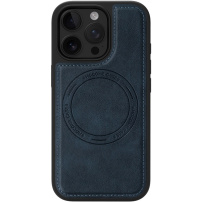 Husă de protecție din piele PU cu MagSafe pentru iPhone 16 Pro - albastru închis