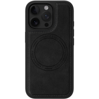 Husă de protecție din piele PU cu MagSafe pentru iPhone 16 Pro - negru