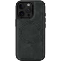 Husă de protecție din piele PU cu MagSafe pentru iPhone 16 Pro Max - gri închis