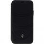 Husă flip Maserati Granlusso, pentru iPhone X / XS - negru