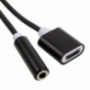Reducţie 2 în 1, Lightning la jack 3,5 mm + port de încărcare, pentru Apple iPhone / iPad - neagră