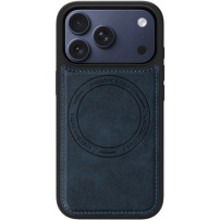 Husă de protecție din piele PU cu MagSafe pentru iPhone 17 Pro - albastru închis