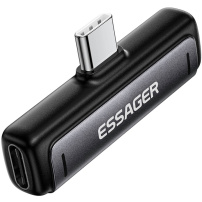 ESSAGER reducție audio și de încărcare 2în1 - 2x USB-C la USB-C - gri