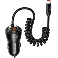ESSAGER ES-CC29 set încărcător auto cu porturi USB-C / USB-A și cablu USB-C - 108W - 1,2 m - negru