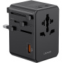 USAMS CC334 GaN reducție universală de călătorie cu porturi 3x USB-C / USB-A și ștechere retractabile - 100 - negru
