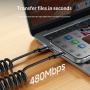 Yesido CA205 cablu extensibil de încărcare și date - USB-C la USB-C - 1,2 m - negru