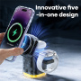 JJT-C53 Qi2 4v1 Suport magnetic Wireless cu lampă și Cablu USB-C pentru iPhone / Apple Watch / AirPods - 30W - negru