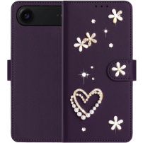 Husă tip carte cu perluțe și pietricele pentru iPhone Air - mov