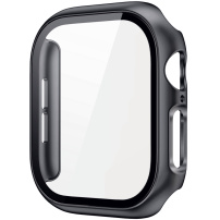 Carcasă metalică cu sticlă securizată pentru Apple Watch 42mm (Seriile 10 / 11) - gri închis
