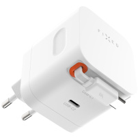 Set adaptor FIXED GaN cu port USB-C și cablu USB-C retractabil - 65W - alb