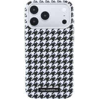 Karl Lagerfeld Houndstooth Resin Plate husă cu MagSafe pentru iPhone 17 Pro Max - alb-negru