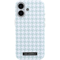 Karl Lagerfeld Houndstooth Resin Plate Husă cu MagSafe pentru iPhone 17 - albastru-alb