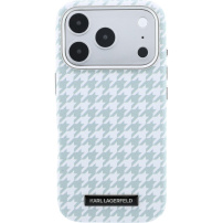 Karl Lagerfeld Houndstooth Resin Plate husă cu MagSafe pentru iPhone 17 Pro - albastru-alb
