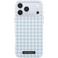 Husă Karl Lagerfeld Houndstooth Resin Plate cu MagSafe pentru iPhone 17 Pro Max - alb-albastru