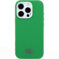 Lacoste Iconic Petit Pique Metal Logo husă cu MagSafe pentru iPhone 16 Pro - verde