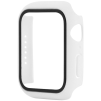 Husa de protectie cu sticla securizata pentru Apple Watch 44mm - alb