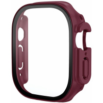 Husă tip carte mată cu folie de sticlă securizată pentru Apple Watch Ultra 49mm - bordo